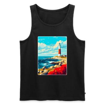 Portland Bill England Uk Reiseplakat Souvenir - Männer Premium Bio Tank Top - Schwarz - Vorne - Michal (187cm)