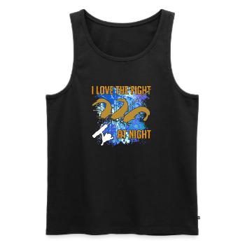 Waller Welssilhouette Angelrute und Farbkleckse - Männer Premium Bio Tank Top - Schwarz - Vorne - Michal (187cm)