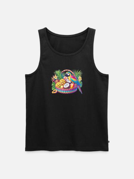 Obstkorb mit Papagei - Männer Premium Bio Tank Top - Schwarz