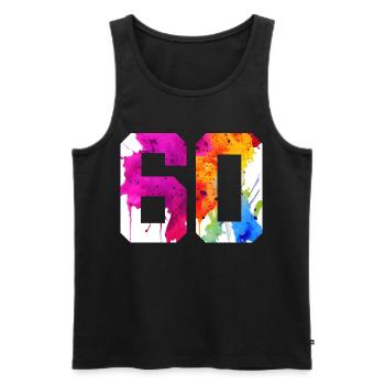 NUMMER 60 JAHRE ALT 60. GEBURTSTAG - Männer Premium Bio Tank Top - Schwarz - Vorne - Michal (187cm)