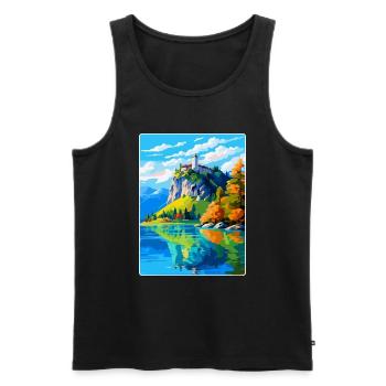 Château de Bled, Slovénie, Affiche de voyage vintage, WPA, Art - Débardeur bio Premium Homme - noir - Devant - Michal (187cm)