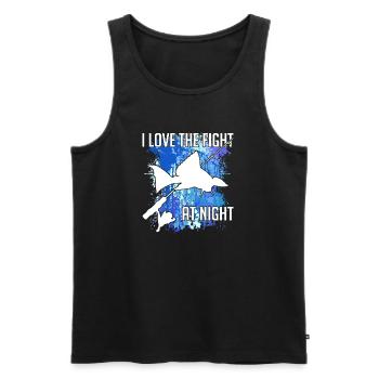 Waller Welssilhouette Angelrute und Farbkleckse - Männer Premium Bio Tank Top - Schwarz - Vorne - Michal (187cm)