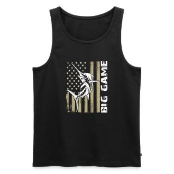 Springender Marlin mit US Flagge Hochseefischen - Männer Premium Bio Tank Top - Schwarz - Vorne - Michal (187cm)
