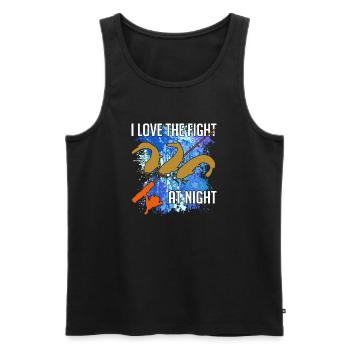 Waller Welssilhouette Angelrute und Farbkleckse - Männer Premium Bio Tank Top - Schwarz - Vorne - Michal (187cm)