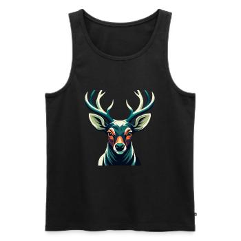 Hirsch Cartoon Figur Buntes Haustier Tier - Männer Premium Bio Tank Top - Schwarz - Vorne - Michal (187cm)