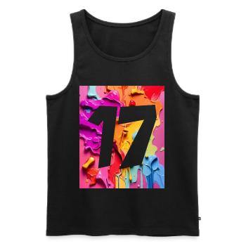 NR. 17 NUMMER 17 BUNT 17. GEBURTSTAG - Männer Premium Bio Tank Top - Schwarz - Vorne - Michal (187cm)