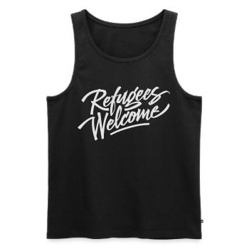 Refugees Welcome - Männer Premium Bio Tank Top - Schwarz - Vorne - Michal (187cm)