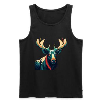 Elch Zeichentrickfigur Buntes Haustier Tier - Männer Premium Bio Tank Top - Schwarz - Vorne - Michal (187cm)
