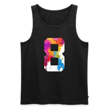 FARBIG NUMMER 8 BUNT 8. GEBURTSTAG - Männer Premium Bio Tank Top - Schwarz - Vorne - Michal (187cm)