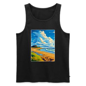 Northumberland Coast Anob Affiche de voyage souvenir - Débardeur bio Premium Homme - noir - Devant - Michal (187cm)