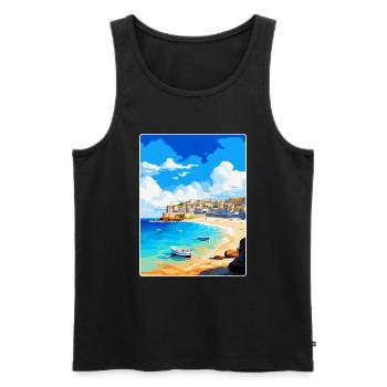 St Ives Cornwall England Vereinigtes Königreich Vintage Reiseposter - Männer Premium Bio Tank Top - Schwarz - Vorne - Michal (187cm)