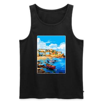 St Ives England Uk Vintage Reiseplakat Souvenir - Männer Premium Bio Tank Top - Schwarz - Vorne - Michal (187cm)