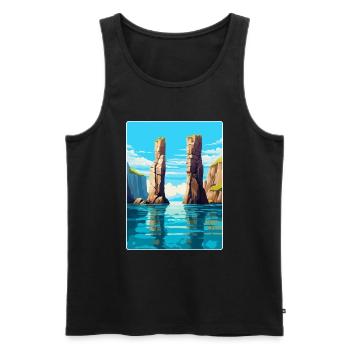 Stack Rocks Pembrokeshire Vintage Reiseposter - Männer Premium Bio Tank Top - Schwarz - Vorne - Michal (187cm)