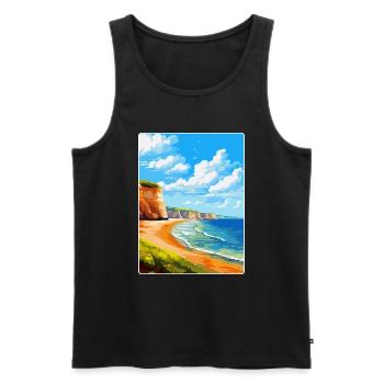 Torquay Cliffs England Uk Vintage Reiseposter - Männer Premium Bio Tank Top - Schwarz - Vorne - Michal (187cm)