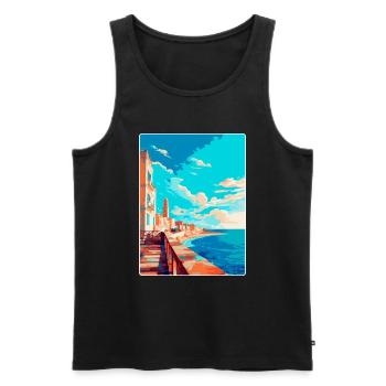 Cadix Espagne Affiche de voyage vintage WPA Art Souvenir - Débardeur bio Premium Homme - noir - Devant - Michal (187cm)