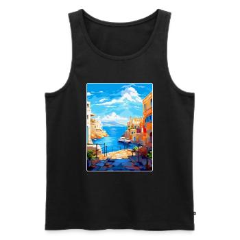Heraklion Griechenland Vintage Reiseplakat Souvenir - Männer Premium Bio Tank Top - Schwarz - Vorne - Michal (187cm)