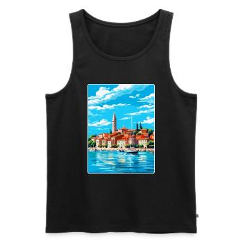Koper Slowenien Vintage Reiseplakat Souvenir WPA - Männer Premium Bio Tank Top - Schwarz - Vorne - Michal (187cm)