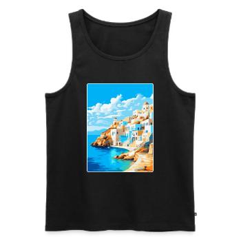 Karpathos Grèce Affiche de voyage vintage souvenir - Débardeur bio Premium Homme - noir - Devant - Michal (187cm)