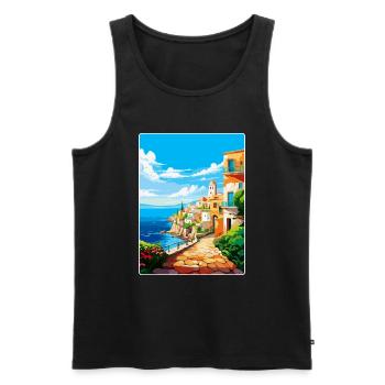 Heraklion Griechenland Vintage Reiseplakat Souvenir - Männer Premium Bio Tank Top - Schwarz - Vorne - Michal (187cm)
