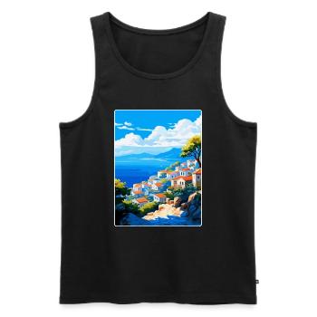 Hydra Greece Vintage Travel Poster WPA Souvenir - Men's Premium Organic Tank Top - black - Front - Michal (187cm)