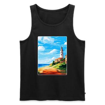 Faro Portugal Affiche de voyage vintage WPA Souvenir - Débardeur bio Premium Homme - noir - Devant - Michal (187cm)