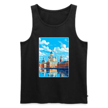 Helsinki Finnland Vintage Reiseplakat Souvenir - Männer Premium Bio Tank Top - Schwarz - Vorne - Michal (187cm)