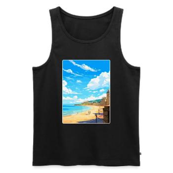 Saint Malo France Poster de voyage vintage souvenir - Débardeur bio Premium Homme - noir - Devant - Michal (187cm)
