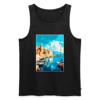 Heraklion Griechenland Vintage Reiseplakat Souvenir - Männer Premium Bio Tank Top - Schwarz - Vorne - Michal (187cm)