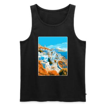 Ios Grèce Affiche de voyage vintage souvenir souvenir - Débardeur bio Premium Homme - noir - Devant - Michal (187cm)