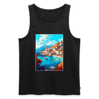 Hydra Greece Vintage Travel Poster WPA Souvenir - Men's Premium Organic Tank Top - black - Front - Michal (187cm)