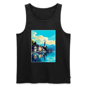 Bregenz Autriche Affiche de voyage vintage souvenir WPA - Débardeur bio Premium Homme - noir - Devant - Michal (187cm)
