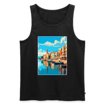 Rethymno Griechenland Vintage Reiseplakat Souvenir WPA - Männer Premium Bio Tank Top - Schwarz - Vorne - Michal (187cm)