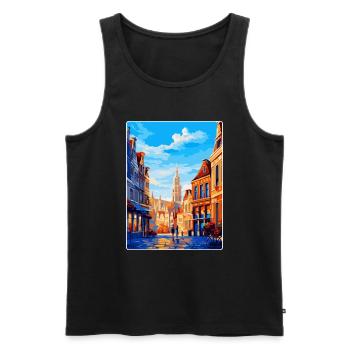 Brüssel Belgien Vintage Reiseplakat Souvenir - Männer Premium Bio Tank Top - Schwarz - Vorne - Michal (187cm)
