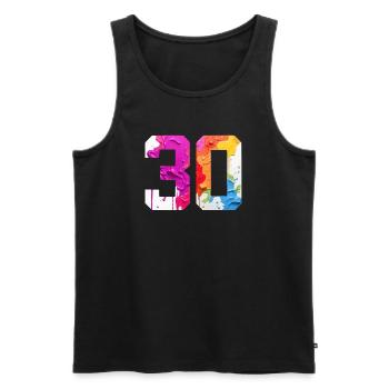 FARBIG NUMMER 30 BUNT 30. GEBURTSTAG - Männer Premium Bio Tank Top - Schwarz - Vorne - Michal (187cm)