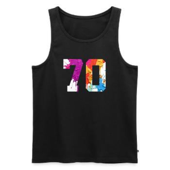 FARBIG NUMMER 70 BUNT 70. GEBURTSTAG - Männer Premium Bio Tank Top - Schwarz - Vorne - Michal (187cm)