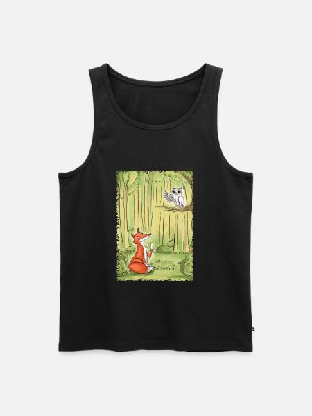 Waldgespräch: Fuchs und Eule - Männer Premium Bio Tank Top - Schwarz