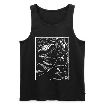 Lignes botaniques sombres - Débardeur bio Premium Homme - noir - Devant - Michal (187cm)