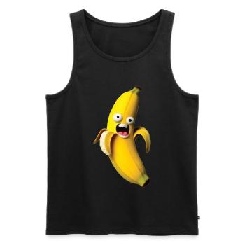 Figure de banane expressive avec un visage - Débardeur bio Premium Homme - noir - Devant - Michal (187cm)