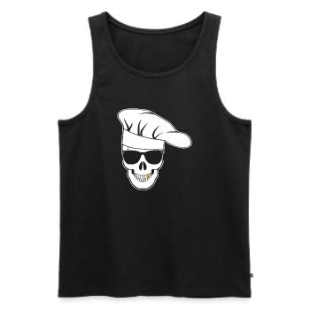 Crâne avec lunettes de soleil, toque de chef - Débardeur bio Premium Homme - noir - Devant - Michal (187cm)