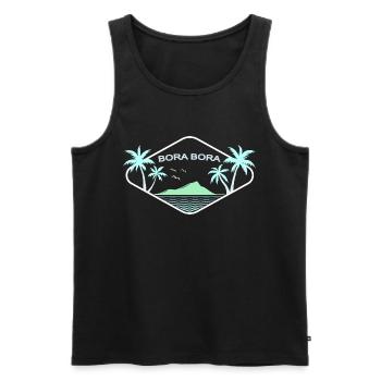 Logo Idylle de l’île Bora Bora - Débardeur bio Premium Homme - noir - Devant - Michal (187cm)