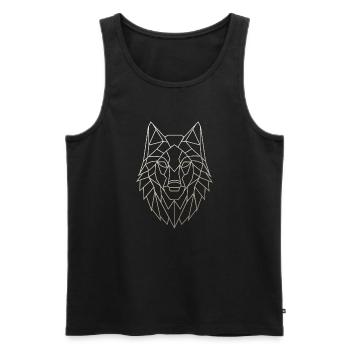 Tête de loup géométrique - Débardeur bio Premium Homme - noir - Devant - Michal (187cm)
