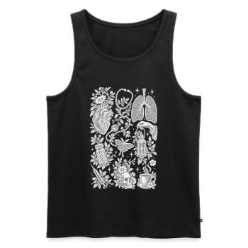 Vintage-Nurse Anatomy Botanical Collage T-Shirt - Männer Premium Bio Tank Top - Schwarz - Vorne - Michal (187cm)