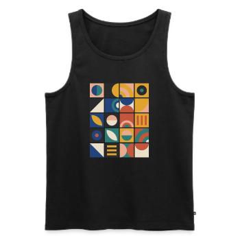 Raster aus geometrischen Kacheln - Männer Premium Bio Tank Top - Schwarz - Vorne - Michal (187cm)