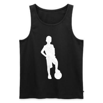 Junge mit Fussball Silhouette Symbol Hobby Kind - Männer Premium Bio Tank Top - Schwarz - Vorne - Michal (187cm)