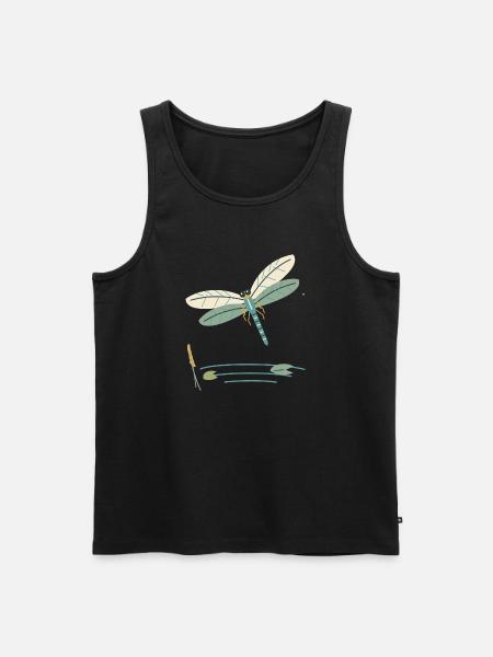 Libelle über einem Gartenteich - Männer Premium Bio Tank Top - Schwarz