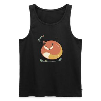 Schlafender Fuchs im Herbstlaub - Männer Premium Bio Tank Top - Schwarz - Vorne - Michal (187cm)