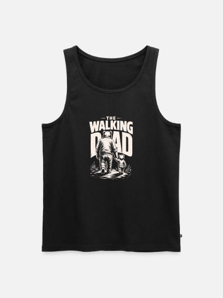 Walking Dad Mit Kleinem Bären - Männer Premium Bio Tank Top - Schwarz