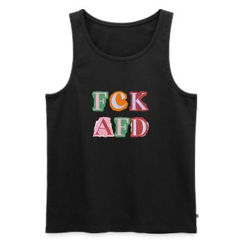 FCK AFD ERPRESSERBRIEF BUCHSTABEN, FCK NZS, NO NZS - Männer Premium Bio Tank Top - Schwarz - Vorne - Michal (187cm)