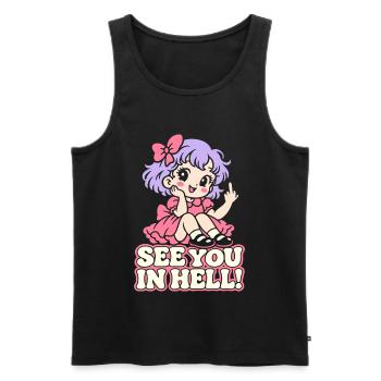 See You in Hell – Kawaii Mittelfinger - Männer Premium Bio Tank Top - Schwarz - Vorne - Michal (187cm)