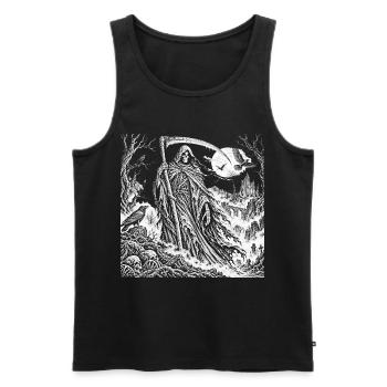 Gevatter Tod – Der düstere Schnitter im Mondlicht - Männer Premium Bio Tank Top - Schwarz - Vorne - Michal (187cm)